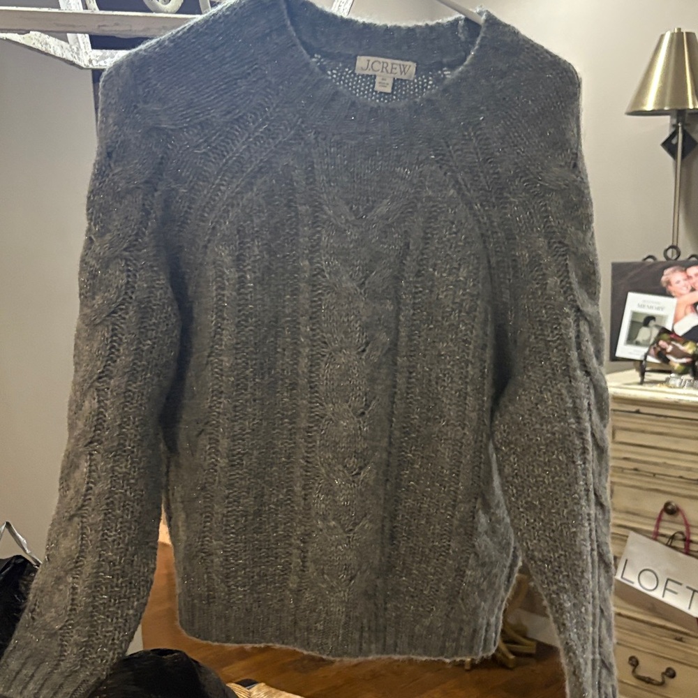 J. Crew Charcoal Cable Knit Sweater